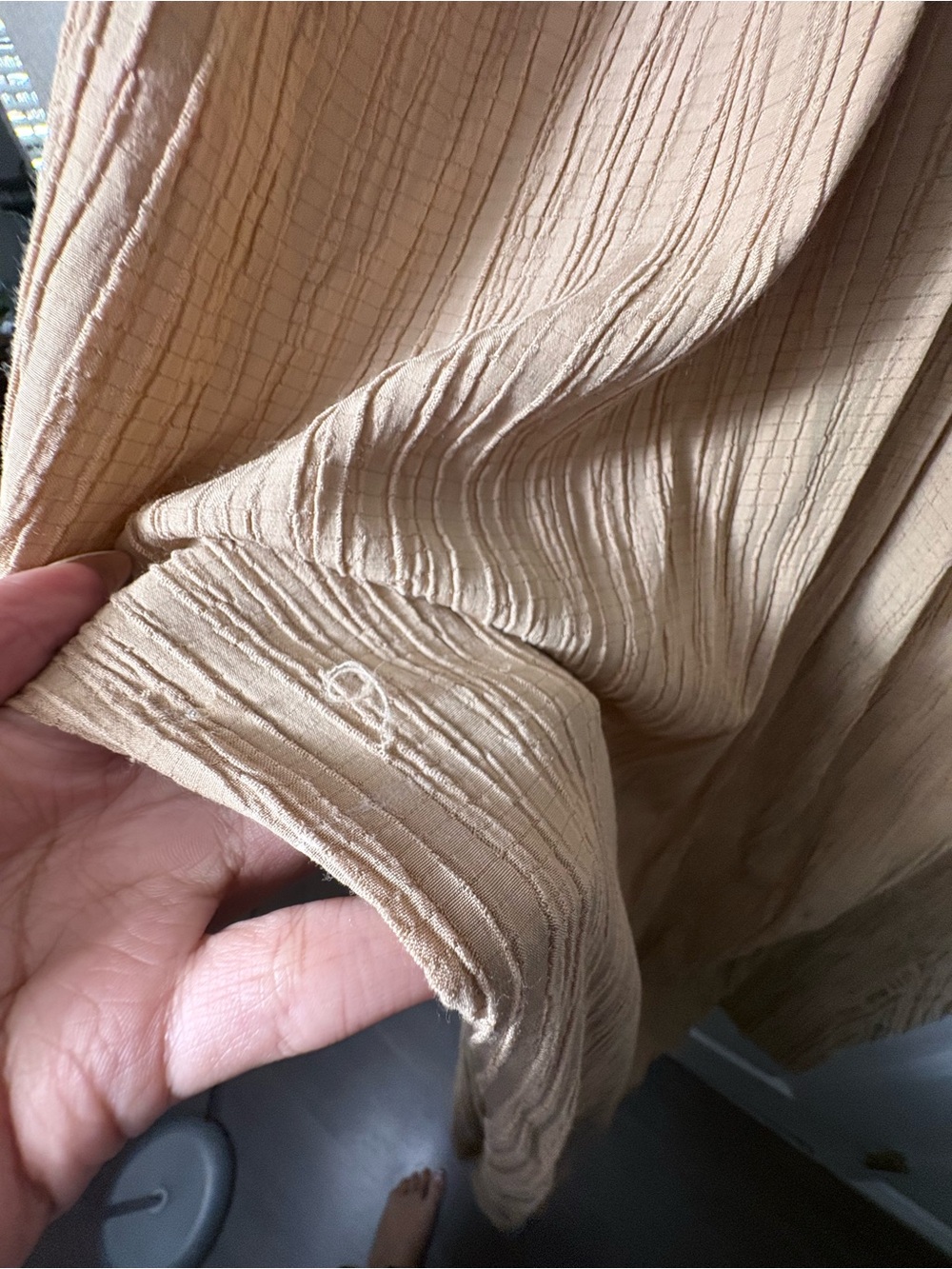 Sleeveless Textured Beige Dress - Picture 3 of 3